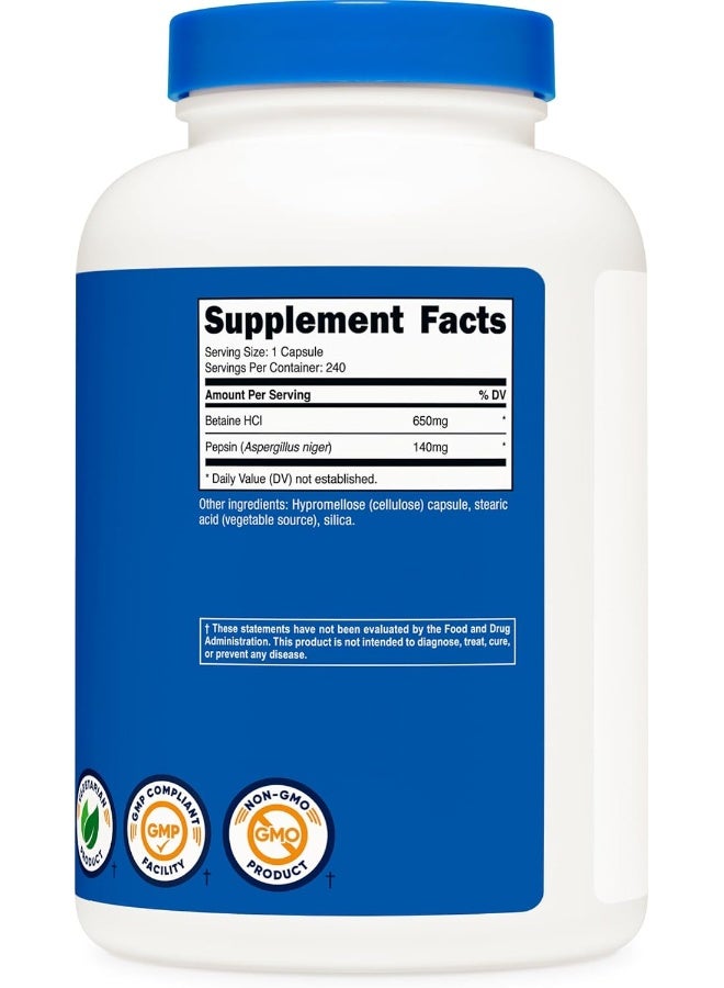 بيتين هيدروكلورايد + بيبسين 790 مجم، 240 كبسولة - خالية من الغلوتين وغير معدلة وراثيًا - Image 4
