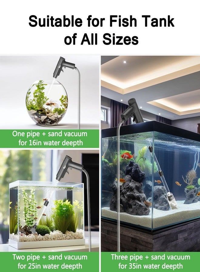 AQQA Aquarium Vacuum Cleaner, 4 in 1 Upgrade Strong Suction Aquarium Cleaning Set Gravel Vacuum Cleaner Aquarium for Water Change Sand Washing Water Filtering and Water Circulation - Image 4