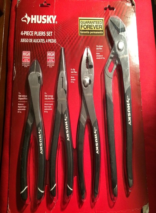 Husky 861461 4 Piece High Leverage Multi-Use Pliers Set with Diagonal, Long Nose, Slip Joint, and Groove Joint Pliers - Image 3