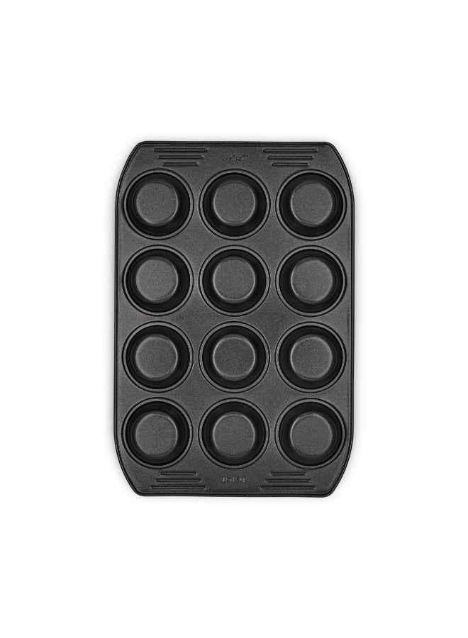 تيفال TEFAL قالب خبز | قالب مافن سهل الإمساك 12 قطعة 26.5x39.5 سم | فولاذ كربوني | سهولة التعامل | مقابض كبيرة | طلاء غير لاصق | سهولة التحرير | سهولة التنظيف | رمادي داكن | ضمان لمدة سنتين | J1625745 بني - Image 3
