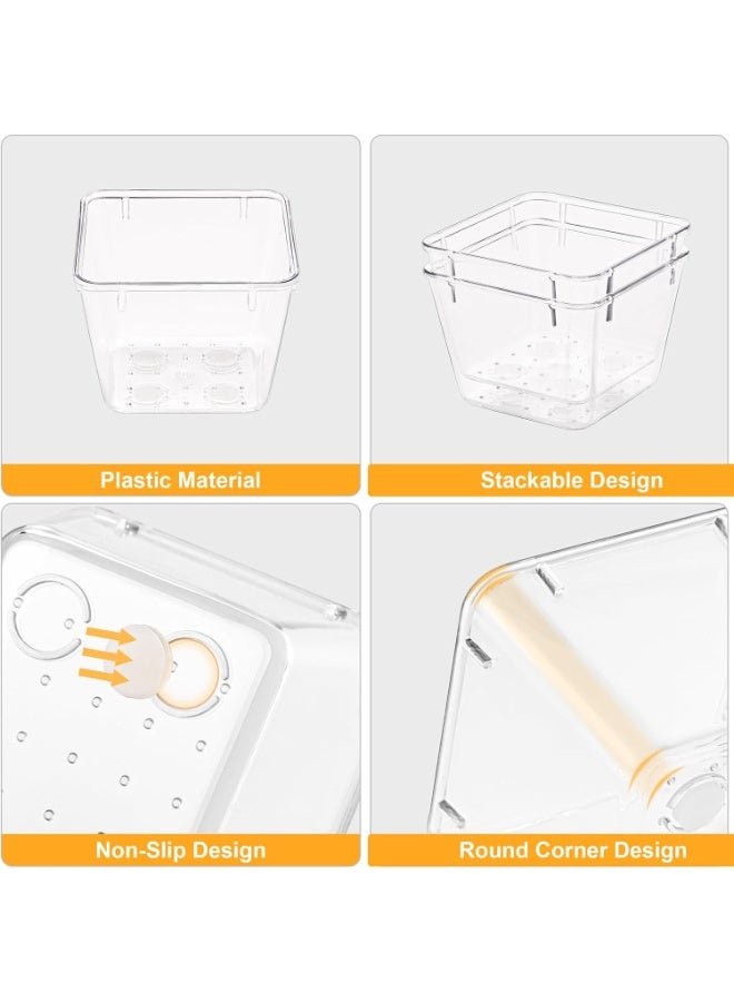 MileMelo 13 PCS Clear Plastic Drawer Organizers Set, 5-Size Versatile Bathroom and Vanity Drawer Organizer Trays, Storage Bins for Makeup, Bedroom, Kitchen Gadgets Utensils and Office - Image 5