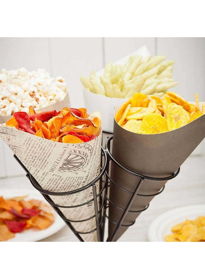 Restaurantware حامل مخروط الطعام 3.5 × 6.8 بوصة، حامل مخروط واحد - حلزوني، 4 فتحات، حامل مخروط آيس كريم من الحديد الأسود، للوجبات الخفيفة، المقبلات، أو الحلويات - Image 3