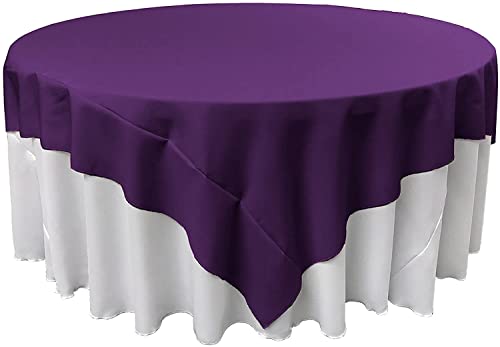 LA Linen Polyester Poplin Washable Square Tablecloth Stain and Wrinkle Resistant Table Cover 72x72 Fabric Table Cloth for Dinning Kitchen Party Holiday 72 by 72Inch Purple