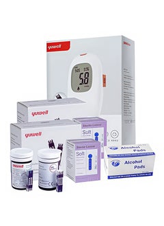 Blood Glucose Monitoring Kit, With 100 Strips and 100 Lancets, Blood Sugar Test with alcohol pads , Ideal for Home use