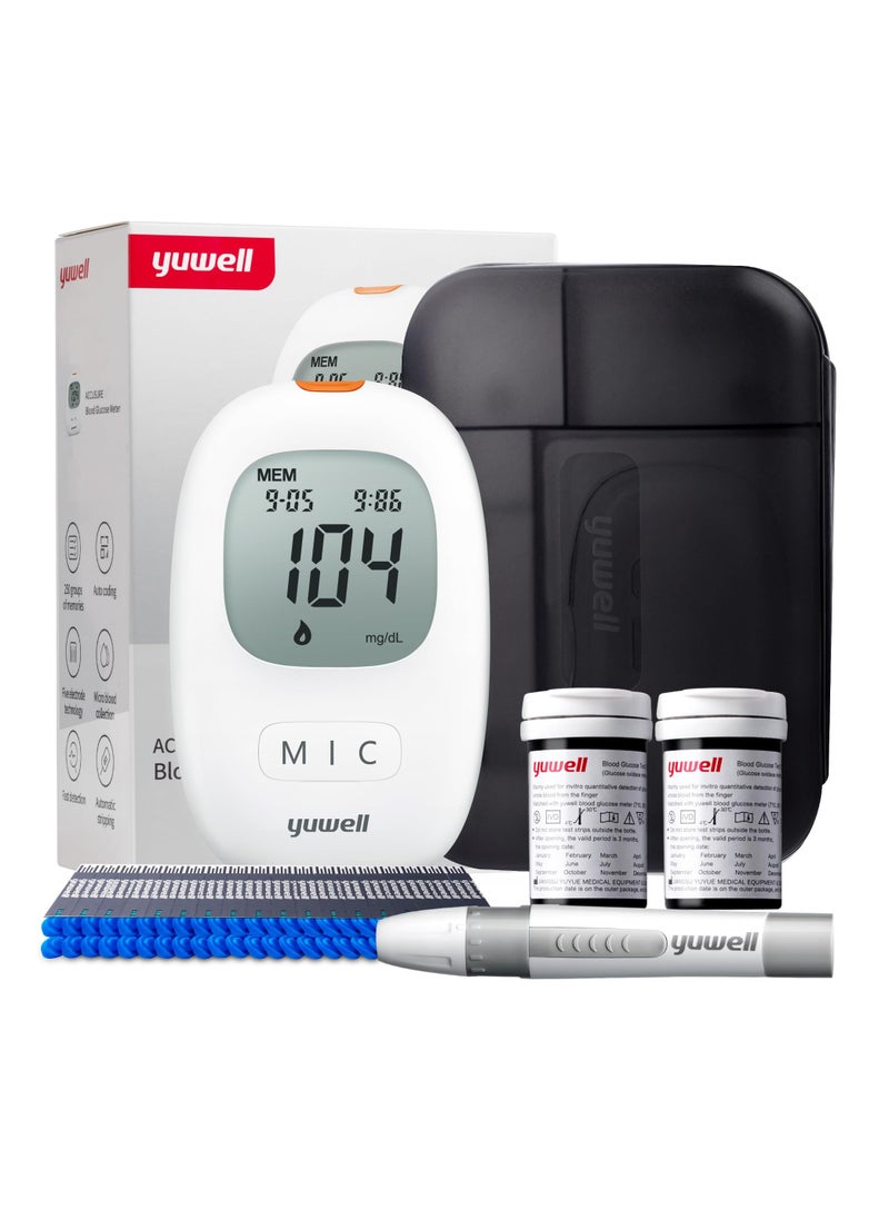 Yuwell - Blood Glucose Monitoring Kit, With 100 Strips and 100 Lancets, Blood Sugar Test with alcohol pads , Ideal for Home use - Image 1