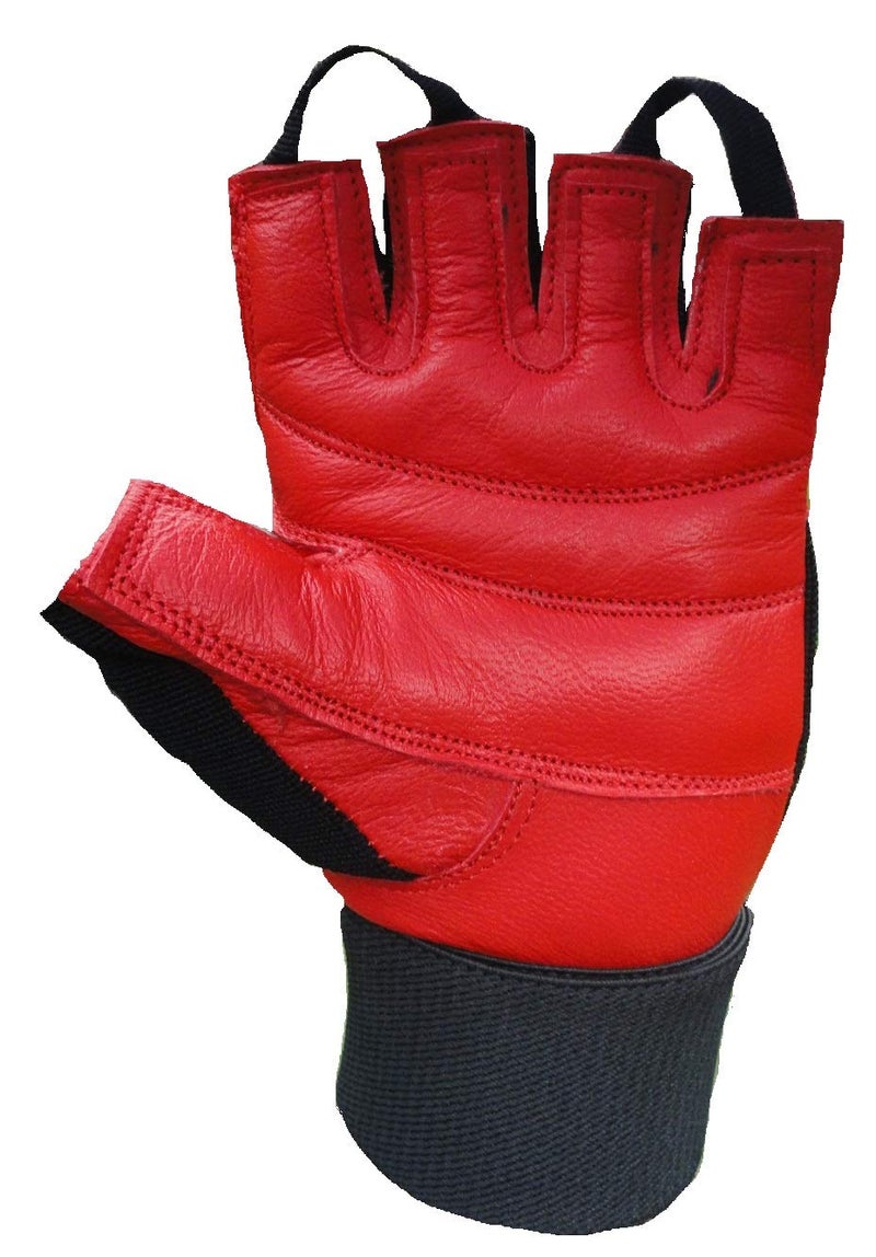 Kobo Leather Fitness Gloves/Weight Lifting Gloves/Gym Gloves (Imported) (RED, XL) - Image 2