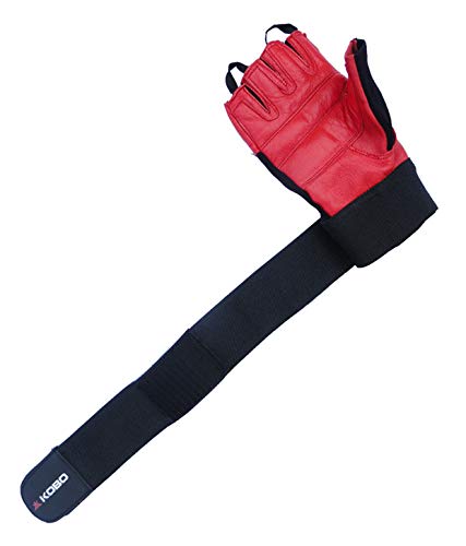 Kobo Leather Fitness Gloves/Weight Lifting Gloves/Gym Gloves (Imported) (RED, XL) - Image 4