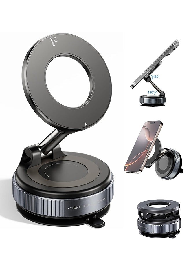 GIFT Strong Magnetic Car Phone Holder, Ultra Vacuum Suction Cup Phone Mount 360 Degrees Cell Phone Holders, Multi-Scene Applicable Cell Phone Holder for iPhone (Black)  - Image 1