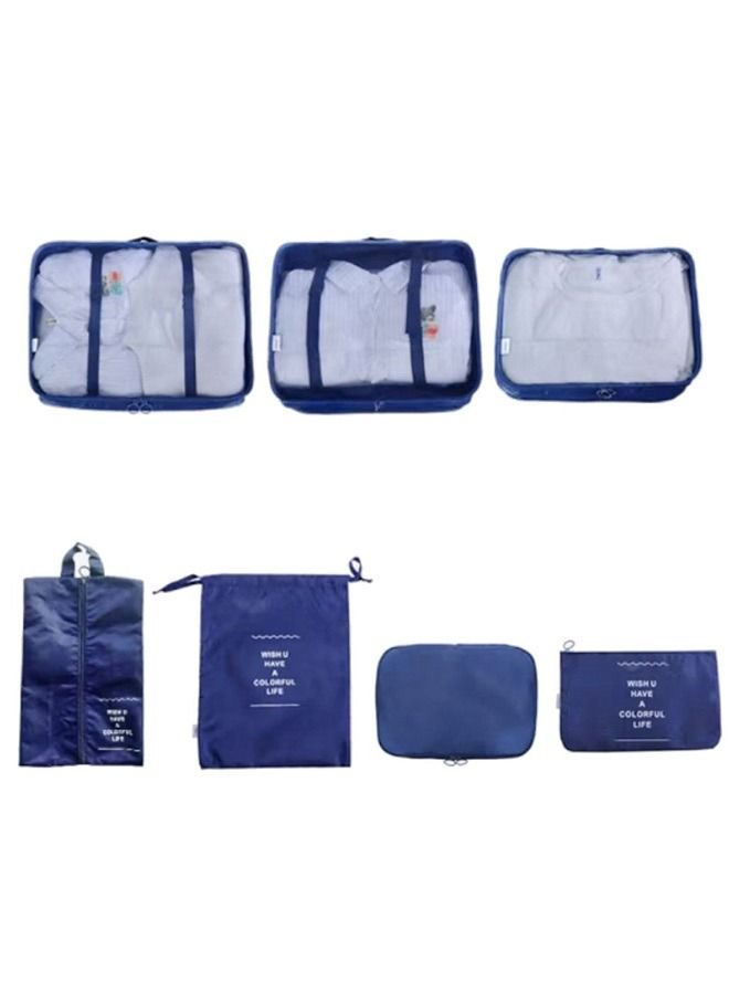 7Pcs SET Travel Luggage Organizer Packing Cubes Set Storage Bag with Shoe Bag Electronics Bag Underwear Bag for Travel Laundry Bag Traveling Accessories - Image 1