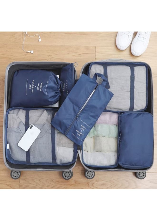 7Pcs SET Travel Luggage Organizer Packing Cubes Set Storage Bag with Shoe Bag Electronics Bag Underwear Bag for Travel Laundry Bag Traveling Accessories - Image 2