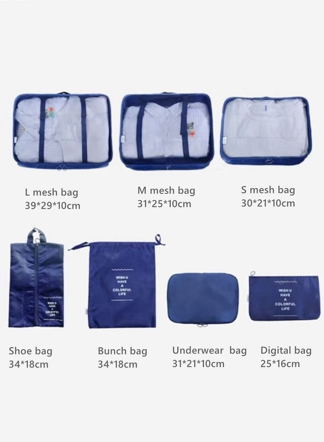 7Pcs SET Travel Luggage Organizer Packing Cubes Set Storage Bag with Shoe Bag Electronics Bag Underwear Bag for Travel Laundry Bag Traveling Accessories - Image 3