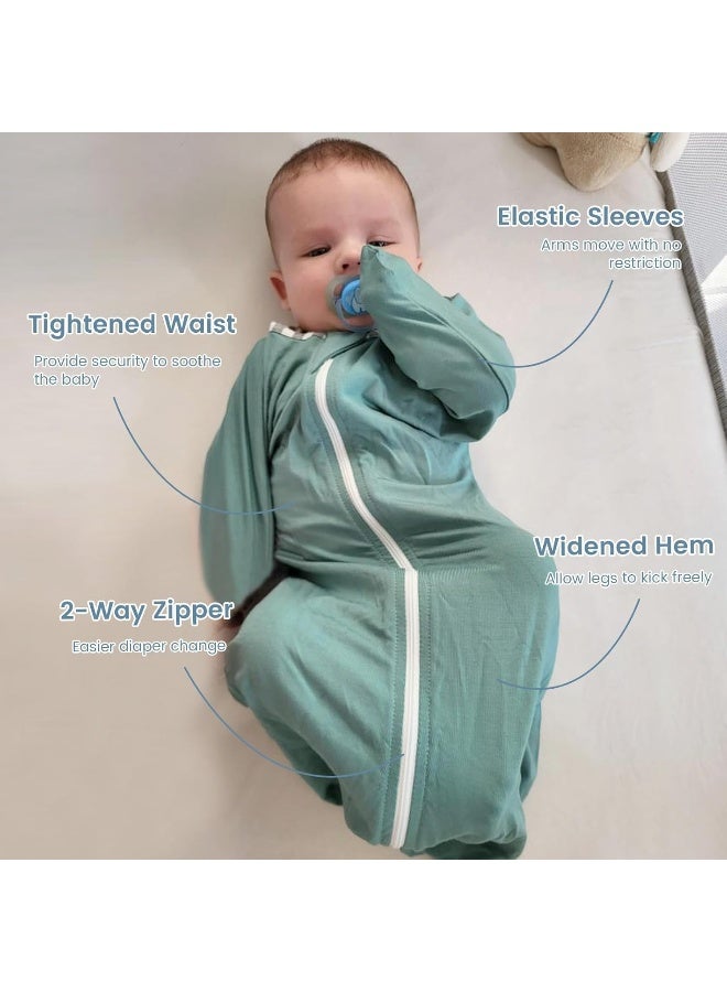ZIGJOY Shark-Fin Transition Swaddle - 0.5 Tog Rayon Made from Bamboo Sleep Sack Transitional Swaddle Sack Baby Wearable Blanket with 2-Way Zipper, Mint Green, 3-6 Months - Image 4