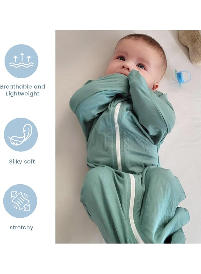 ZIGJOY Shark-Fin Transition Swaddle - 0.5 Tog Rayon Made from Bamboo Sleep Sack Transitional Swaddle Sack Baby Wearable Blanket with 2-Way Zipper, Mint Green, 3-6 Months - Image 3
