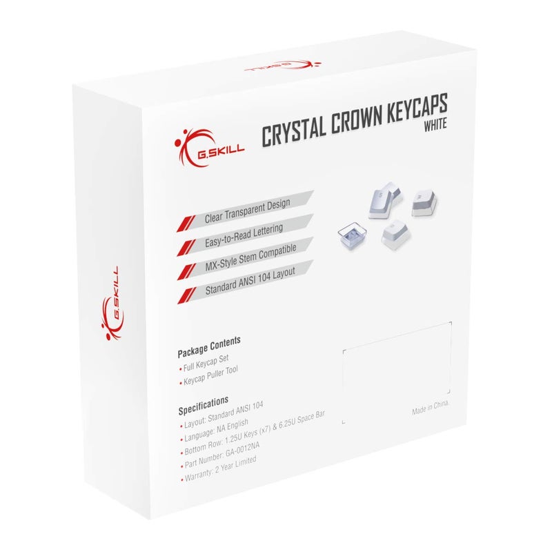 G.Skill Crystal Crown Keycaps - Keycap Set with Transparent Layer for Mechanical Keyboards, Full 104 Key, Standard ANSI 104 English (US) Layout - White - Image 4