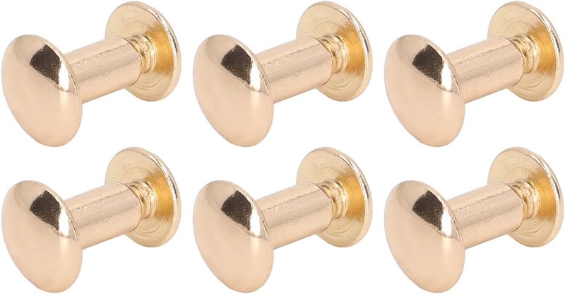 200 Set 10mm 12mm Brass Leather Rivet Kit, DIY Book Binding Screws, Hard Thick Uniform Coating Chicago Screws for Photo Album Craft (Gold) - Image 2