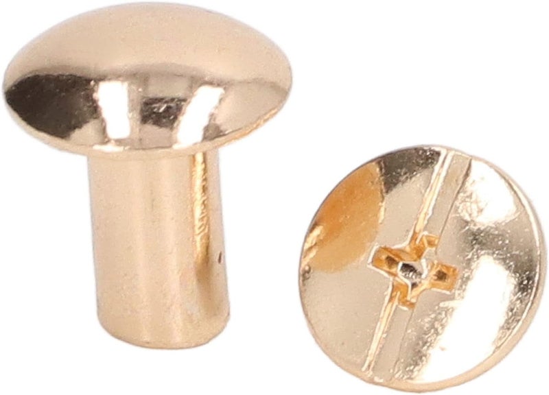 200 Set 10mm 12mm Brass Leather Rivet Kit, DIY Book Binding Screws, Hard Thick Uniform Coating Chicago Screws for Photo Album Craft (Gold) - Image 5