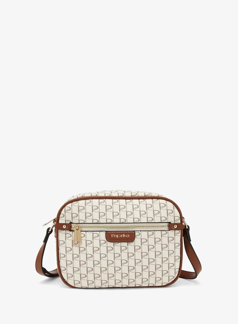 Paprika Monogram Crossbody Bag With Adjustable Strap