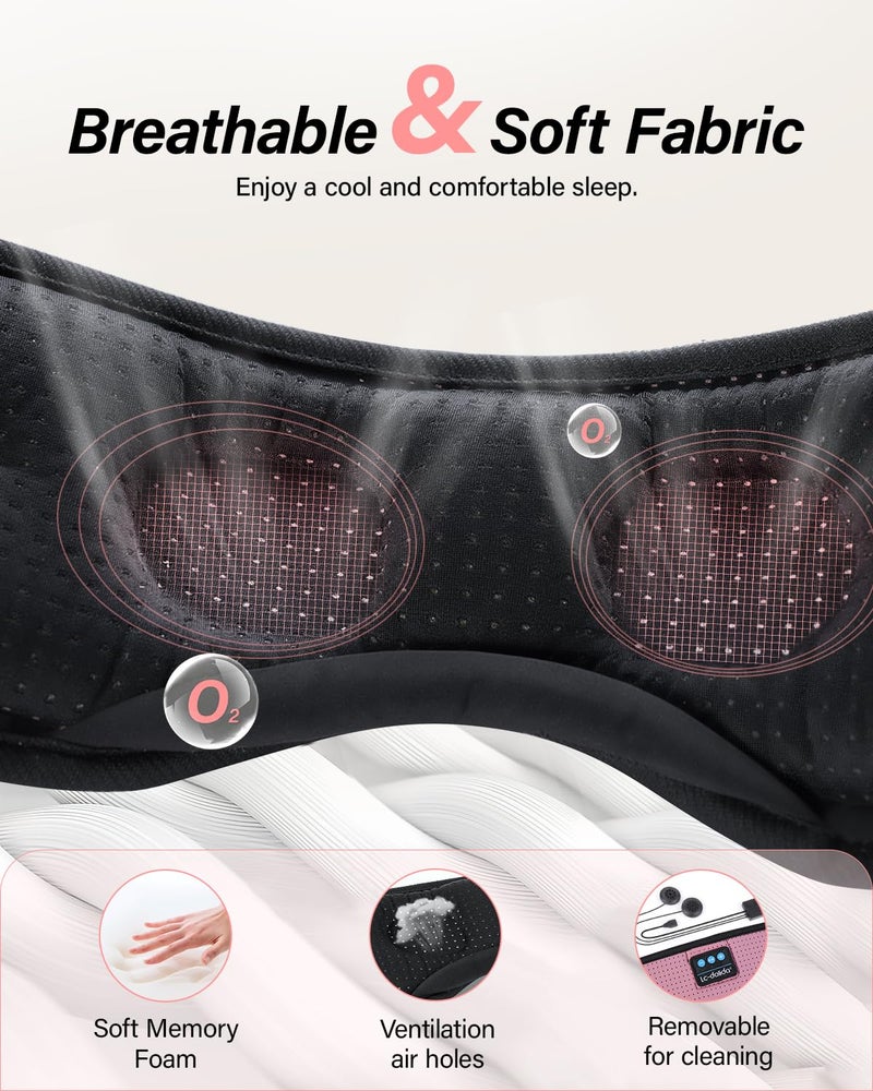 LC-dolida Sleep Headphones, White Noise Bluetooth Sleep Mask 3D Wireless Eye Mask Sleeping with Timing, Sleep Mask with Bluetooth Headphones for Side Sleepers Travel Yoga - Image 4