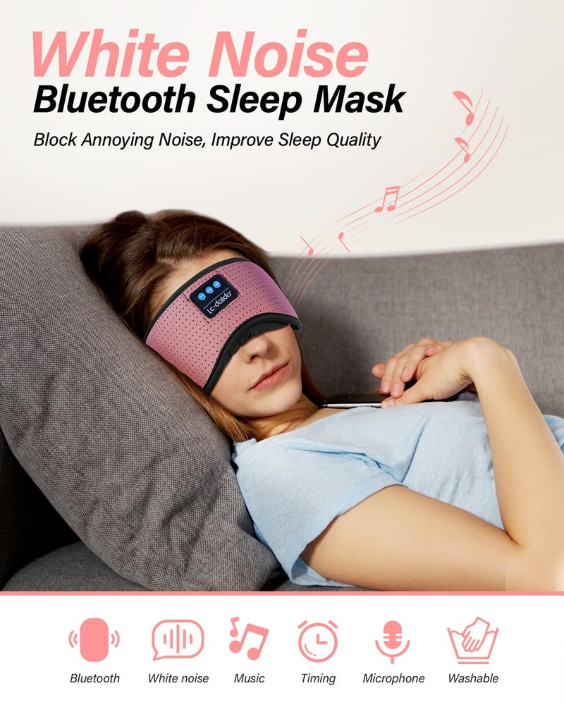 LC-dolida Sleep Headphones, White Noise Bluetooth Sleep Mask 3D Wireless Eye Mask Sleeping with Timing, Sleep Mask with Bluetooth Headphones for Side Sleepers Travel Yoga - Image 5