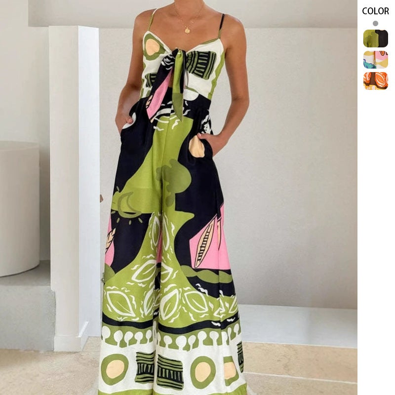 Casual Fashion Digital Printing Chest Strap Jumpsuit Women - Image 2