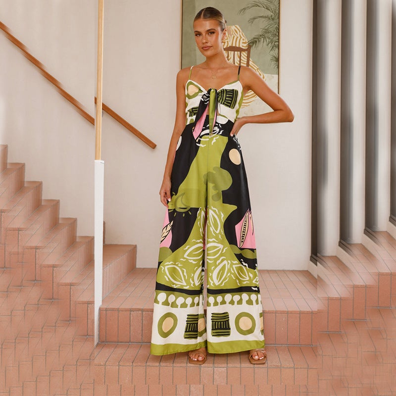 Casual Fashion Digital Printing Chest Strap Jumpsuit Women - Image 3
