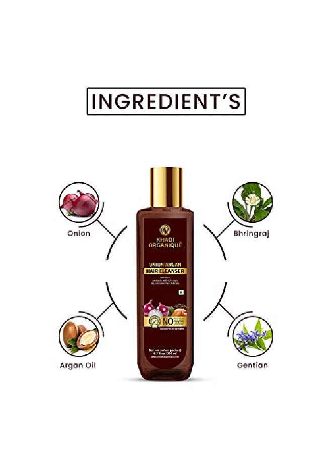 Khadi ORGANIQUE Onion Argan Hair Cleanser Antifrizz Protects With UV Rays Rejuvenates Hair Follicles 200 ML ( Pack of 1) - Image 4