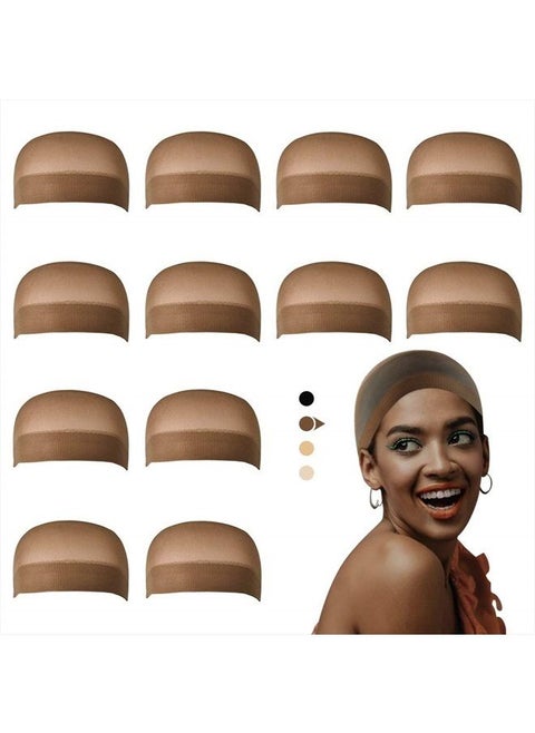 Wig Cap for Lace Front Wig, Stocking Cap, Bald Cap for Wig, 12 Pieces