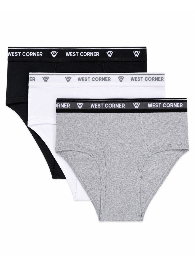 West Corner Men's Brief, 100% Cotton, CottonFlex, Pack of 3 - Image 1