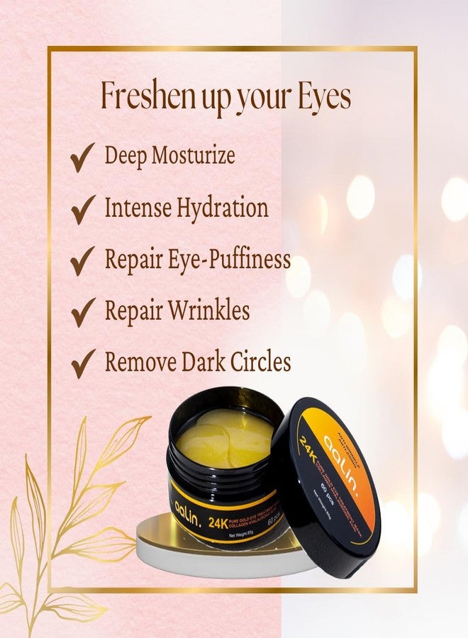 aalin Get Amazing Results 24K Gold Under Eye Hydrogel Patches[60Pcs] With Licorice Extract, Hyaluronic Acid, Collagen & Glycerin Specialized for Puffy Eyes, Dark Circles and Wrinkles - Image 2