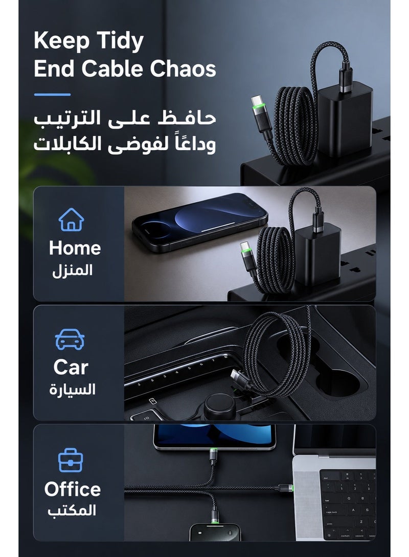 Mcdodo 60W Magnetic Self-Winding USB-C to USB-C Cable 1.2m, for iPhone 15 16, Samsung Galaxy, Android, Fast Charging, Nylon Braided, No Tangles, Black, CA-200 - Image 5