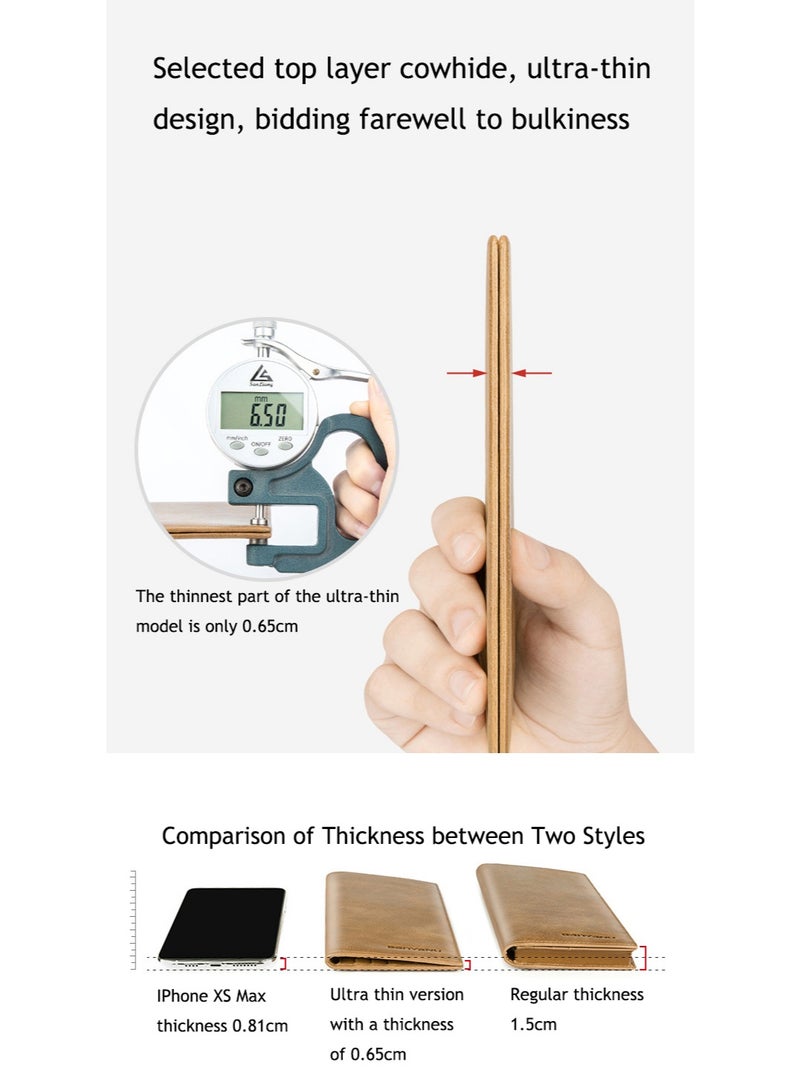 Banyanu long wallet made of genuine leather, ultra-thin anti-theft brush, leather wallet with zipper head layer, cowhide wallet - Image 4