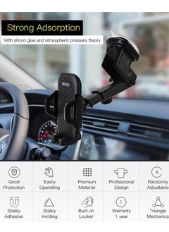 Yesido Car Mobile Holder, 270 Degree Rotation & Adjustable Mobile Stand for Car Dashboard Windshield, Universal Cell Phone Holder with Suction Cup, Release Button and Lock Mechanism  - Image 4