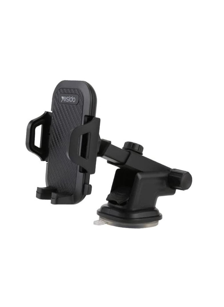 Yesido - Car Mobile Holder, 270 Degree Rotation & Adjustable Mobile Stand for Car Dashboard Windshield, Universal Cell Phone Holder with Suction Cup, Release Button and Lock Mechanism - Image 1