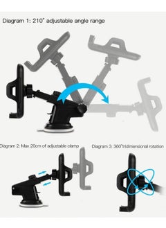 Yesido Car Mobile Holder, 270 Degree Rotation & Adjustable Mobile Stand for Car Dashboard Windshield, Universal Cell Phone Holder with Suction Cup, Release Button and Lock Mechanism  - Image 2