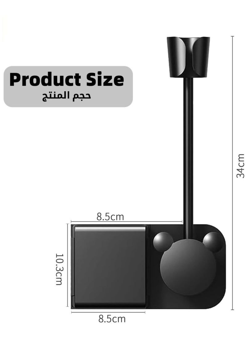 AUTOYSUR Hair Dryer Holder 360° Rotating  Wall Mounted, Handsfree Hair Dryer Stand Adjustable Angle Rotating Lazy Hair Dryer Brackets, Bathroom Hanging Shelf, for Bathroom Toilet Bedroom Wall -Mounted Mirrors and Tiles (Black)  - Image 5