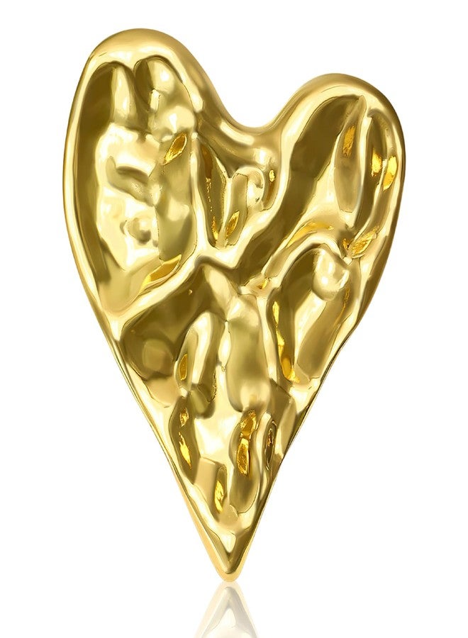Bmpzery Heart Brooch, Gold Brooches for Women with Unique Hand-Hammered Texture - Irregular 3D Sculptural Heart Pin for Lapel, Scarf, Hat, Gift Ready for Birthday & Valentine‘s Day - Image 1