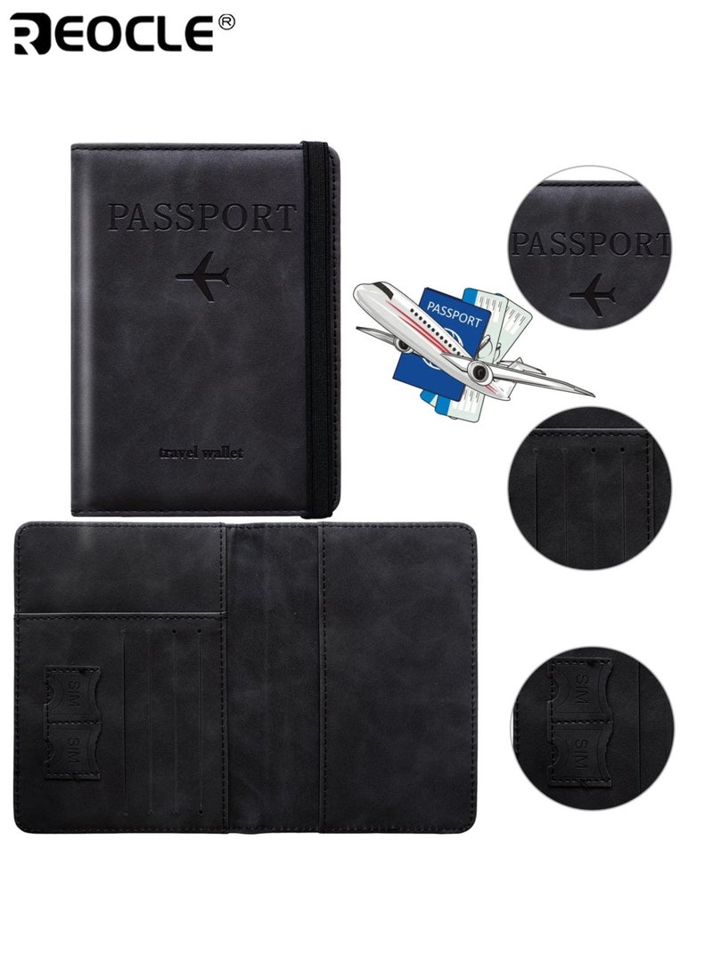 REOCLE RFID Blocking Passport Holder Thin Passport Wallet Multi Functional Travel Document Organizer with Card Slots and Secure Closure for International Travel and Daily Commute - Image 4