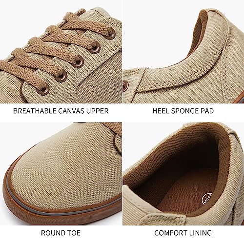 BENPAO Mens White Casual Shoes All Black Fashion Sneakers for Men Low Top Lace Up Canvas Shoes(Mocha Brown,us13) - Image 4