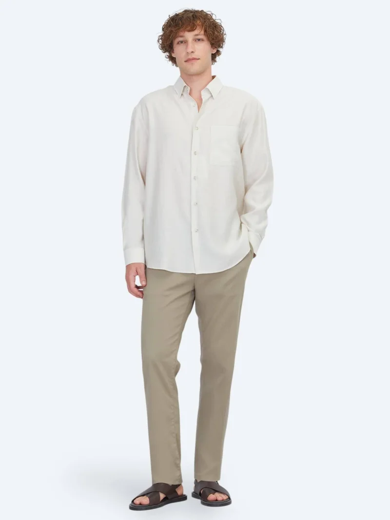 Kip Stone Plain Oversize Fit Long Weaving Casual Shirt