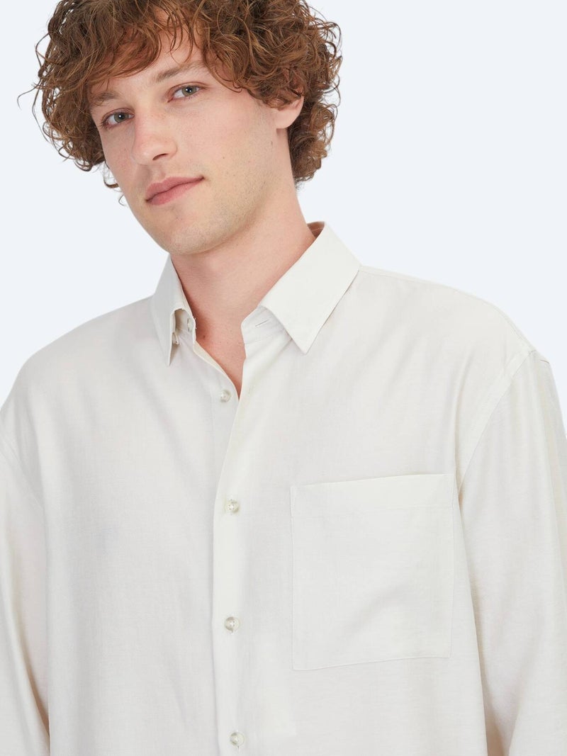Kip Stone Plain Oversize Fit Long Weaving Casual Shirt - Image 5