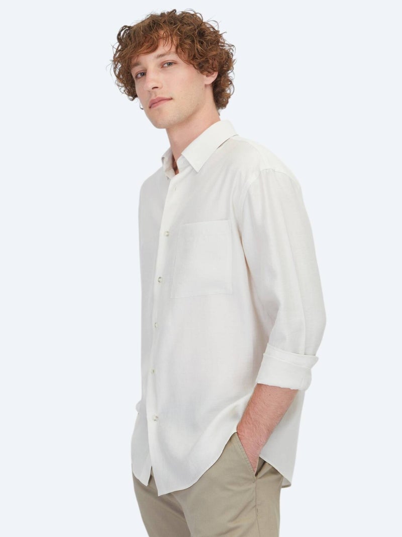 Kip Stone Plain Oversize Fit Long Weaving Casual Shirt - Image 4
