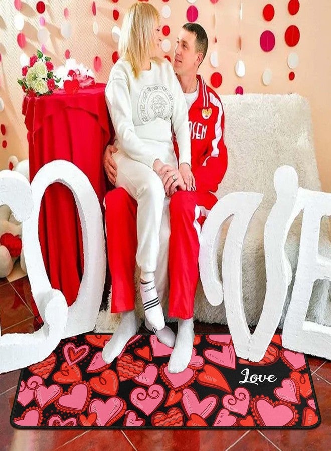OUXIOAZ Valentines Day Kitchen Rugs Set of 2,Love Heart Welcome Decorative Non-Slip Rugs Holiday Wedding Party Profile Floor Mat for Home Kitchen 17"x47"+17"x30" - Image 4