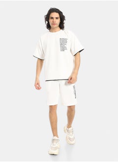 Red Circle Slip On Printed T Shirt and Shorts Set  - Image 1