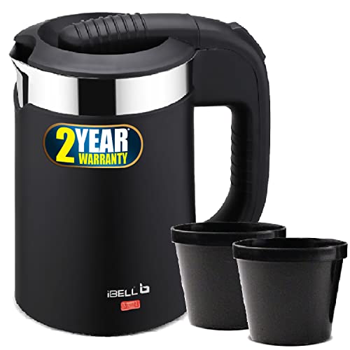 iBELL Sek105Bl Electric Kettle 500 Ml With Removable Lid,950 Watt,Auto Cut Off Function,Stainless Steel With Insulation,2 Glasses Free,Double Wall Kettle (Black),950 Watts,0.5 Liter - Image 1