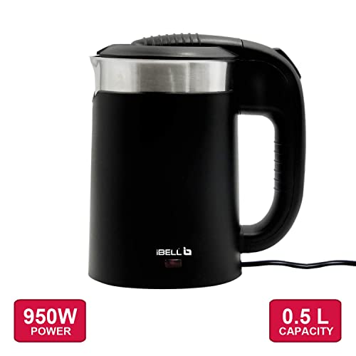 iBELL Sek105Bl Electric Kettle 500 Ml With Removable Lid,950 Watt,Auto Cut Off Function,Stainless Steel With Insulation,2 Glasses Free,Double Wall Kettle (Black),950 Watts,0.5 Liter - Image 4