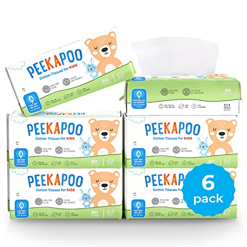 Peekapoo Cotton Tissues Use Wet or Dry Unscented Hypoallergenic Ultra Soft Tissues for Children Suitable for Sensitive Skin Strong Absorbent 480 Count - Image 2