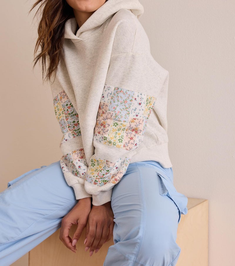 Yojeasrio Cute Hoodies for Teen Girls Floral Embroidered Patchwork Hoodie Y2k Oversized Pullover Sweatshirt Preppy Streetwear Fall Aesthetic Grey - Image 5