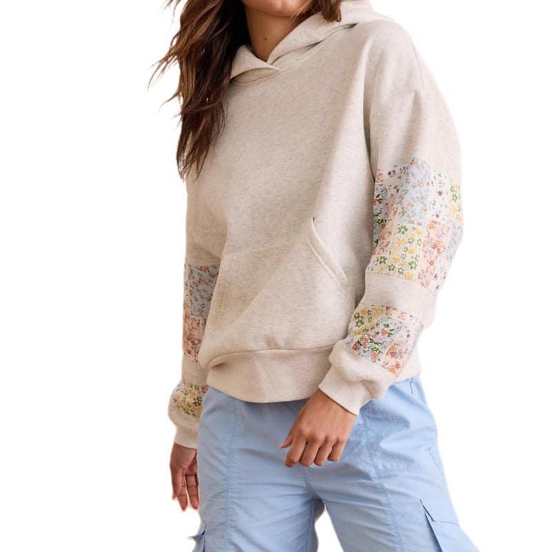 Yojeasrio Cute Hoodies for Teen Girls Floral Embroidered Patchwork Hoodie Y2k Oversized Pullover Sweatshirt Preppy Streetwear Fall Aesthetic Grey - Image 1