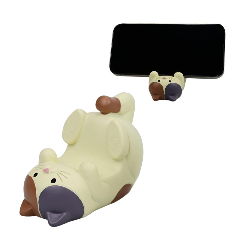 Mevodeata Cat-Shaped Phone Stand Animal Resin Gifts for Cat Lovers, Home & Office Fashion Accessories(White) - Image 3