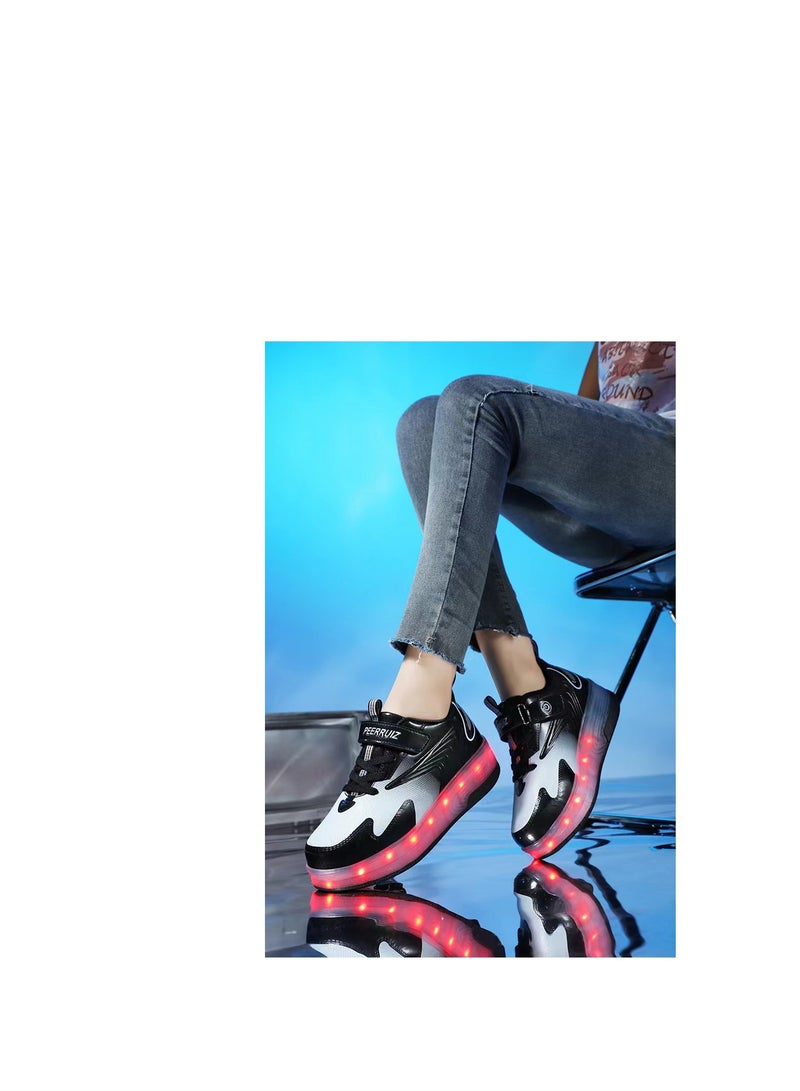 Loquat Breathability Roller Shoes USB Charge Girls Boys Sneakers with Wheels LED Roller Skates Shoes Multicolour  - Image 4